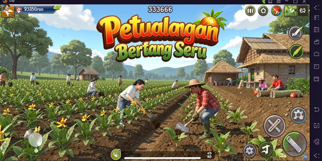 Tampilan gameplay 333666 yang seru dan interaktif dalam bertani.