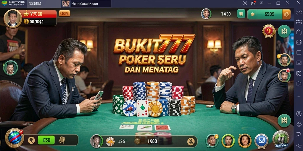 Tampilan gameplay menarik dari BUKIT777 dengan suasana poker yang menegangkan.