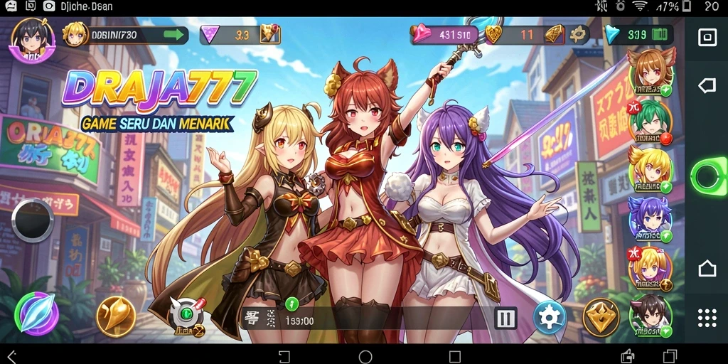 Screenshot DRAJA777 menampilkan aksi karakter Anime yang seru.