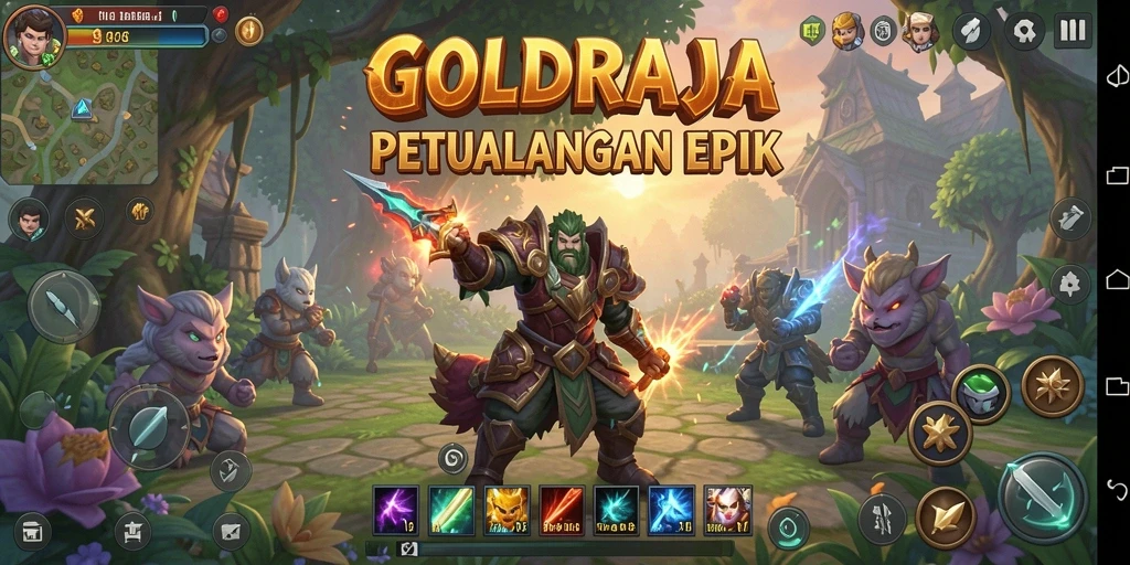 Tampilan menakjubkan dari gameplay RPG GOLDRAJA yang mendebarkan.