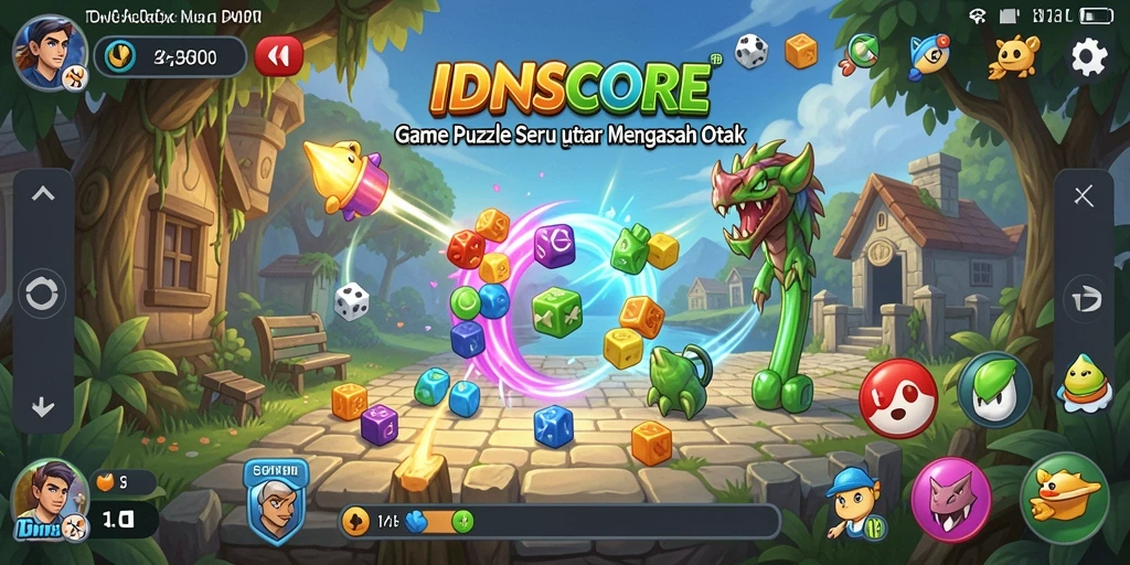Screenshot gameplay dari IDNSCORE menunjukkan tantangan puzzle yang menarik.