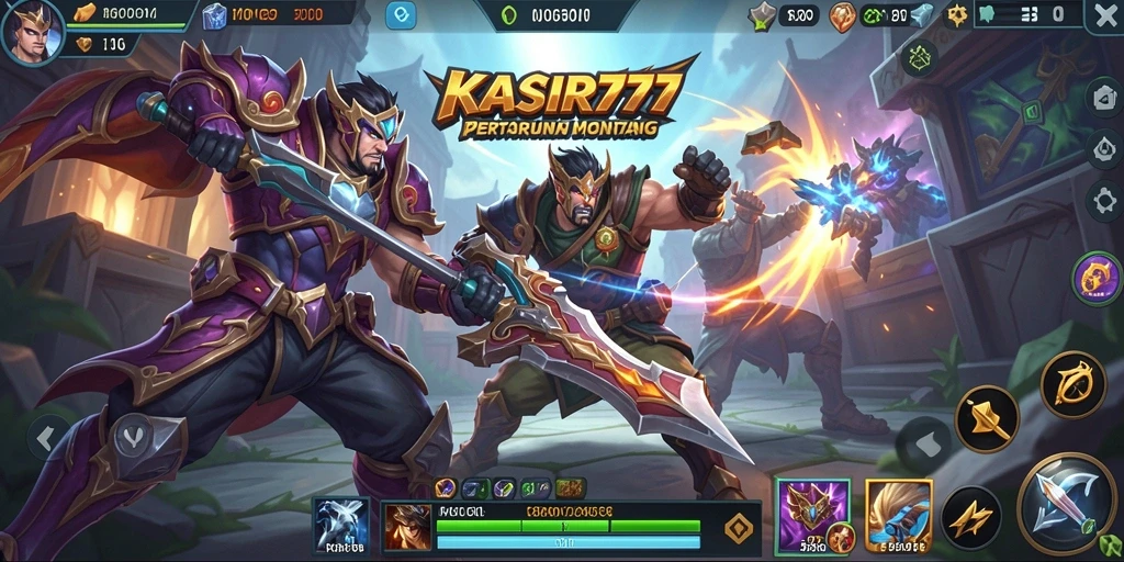 Screenshot gameplay KASIR777 yang penuh aksi MOBA.