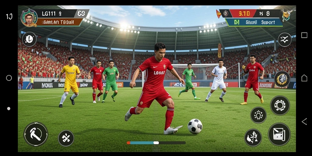 Tangkapan layar gameplay LG111 yang menampilkan aksi olahraga yang mendebarkan.