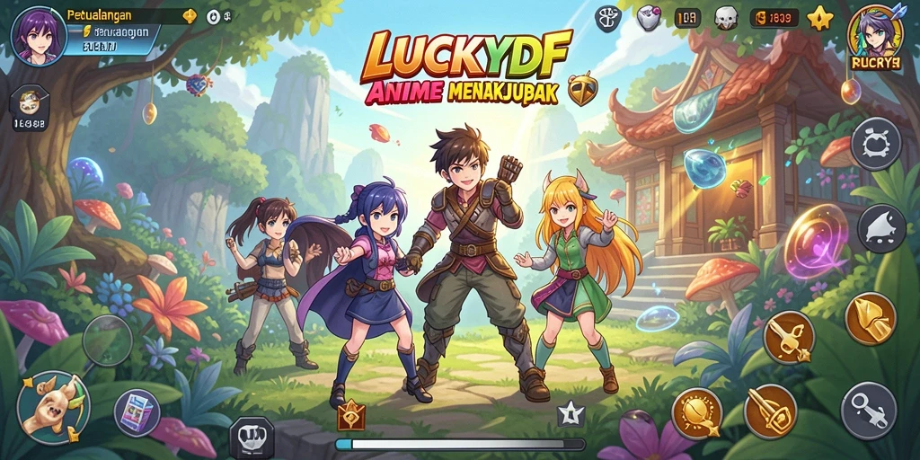 Tampilan gameplay epik dari LUCKYDF dengan karakter Anime favorit.