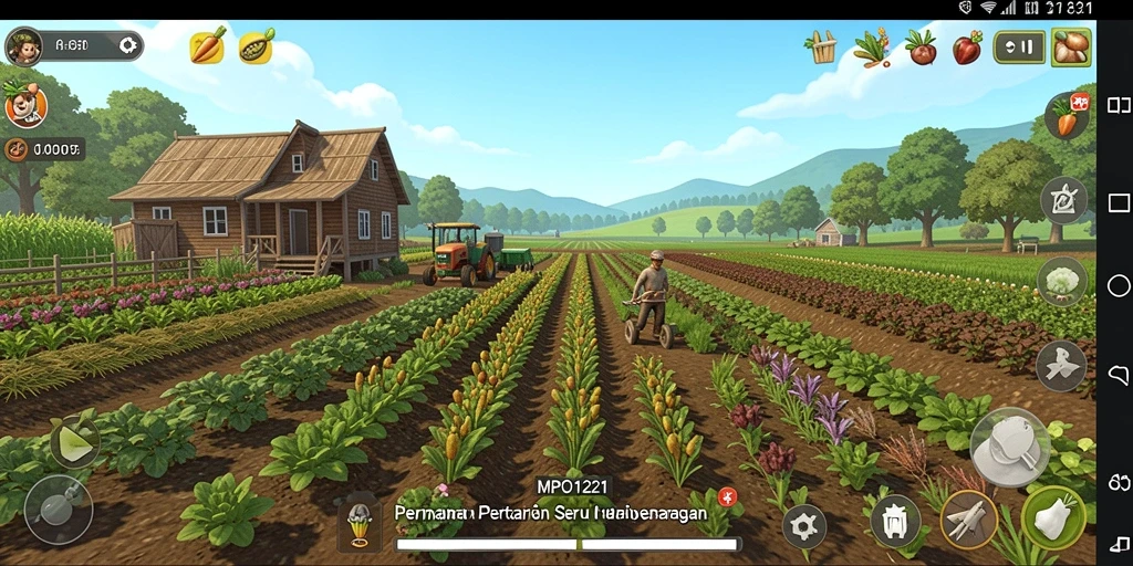 Tampilan gameplay <strong>MPO1221</strong> yang penuh warna dalam aktivitas bertani.