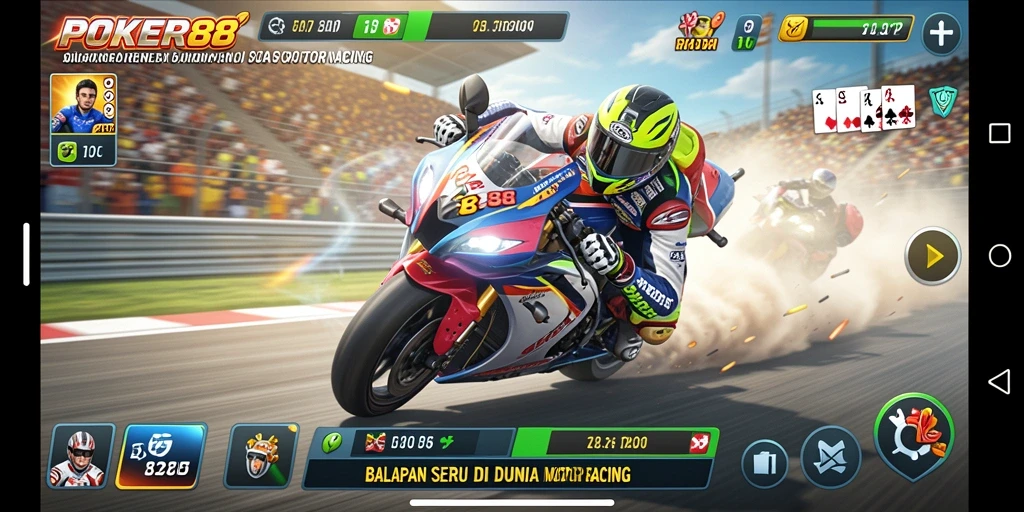 Gameplay balapan seru dan penuh tantangan di POKER88.