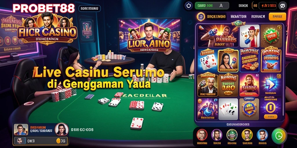 Tampilan menarik dari permainan Live Casino PROBET88 yang mendebarkan.