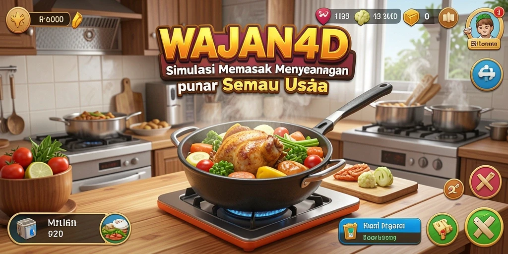 Screenshot gameplay WAJAN4D menunjukkan pengalaman memasak yang menarik dan interaktif.
