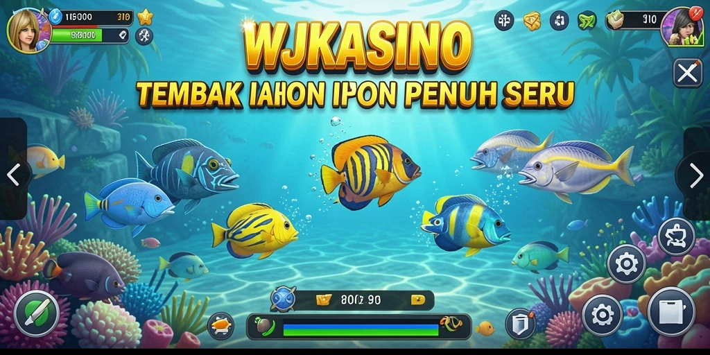 Screenshot gameplay WJKASINO menampilkan aksi seru menembak ikan.
