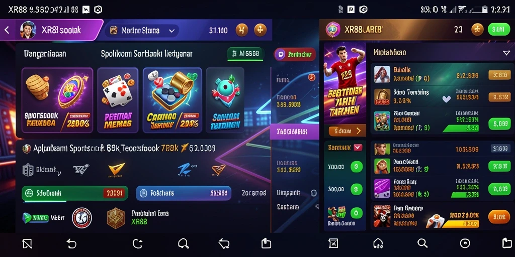 Tangkapan layar utama XR88 menampilkan antarmuka aplikasi Sportsbook yang intuitif.